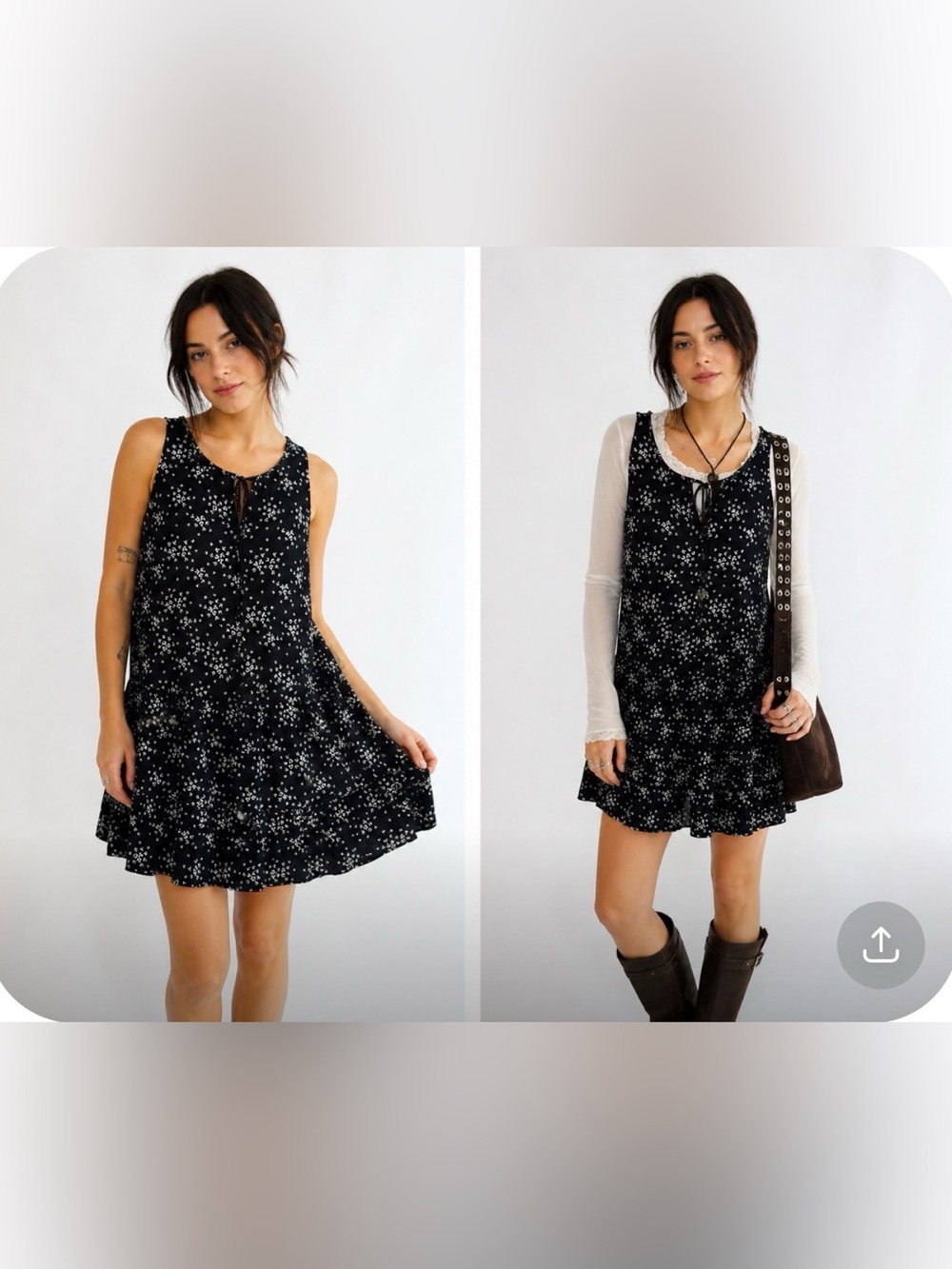 Sanctuary Anthropology Black Floral BabyDoll Tiered Dress Medium